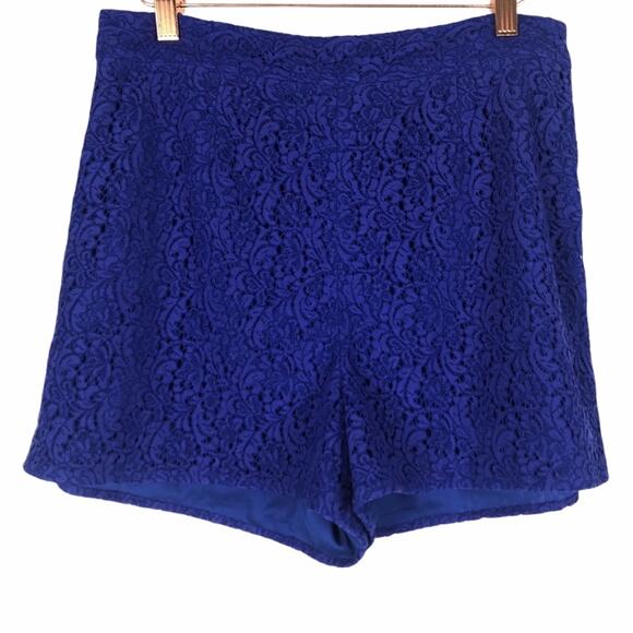 DIANE VON FURSTENBERG Royal Blue Lace Shorts 10 Vibrant Summer Lined - Picture 1 of 5